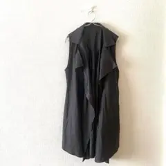 ☆【Kadokina】ジレ Ａライン タックデザイン ボタンレス ポケット有 L