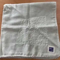 刺子の薄緑 波模様 ♪ガーゼハンカチ