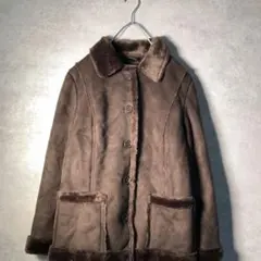 【ヴィンテージ】レトロ デザイナーズ ファージャケット 古着 used W7