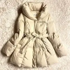 ★上品★ ROPE ロペ ダウンジャケット ダウン90% ベルト アイボリー