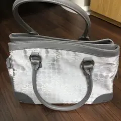 シルバー ドット柄 トートバッグ