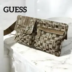 【美品✨GUESS】ブラウン系ロゴ入りボディーバッグ