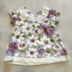 hakka baby ハッカベビー　80 紫　花柄ブラウス　Tシャツ　チュニック