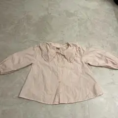futafutaピンクストライプ フリル長袖シャツ　90