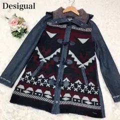 美品♡デシグアル ラメニットデニムジャケット 異素材 フード付き 刺繍