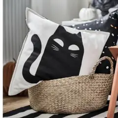 未開封 IKEA クストフィール クッションカバー ネコ ホワイトブラック 限定