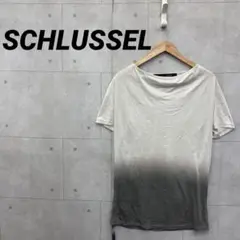 SCHLUSSEL シュリセル Tシャツ サイドドレープ アイボリー グレー