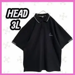 美品　[HEAD] オーバーサイズ　ポロシャツ　ブラック　半袖　3L 刺繍