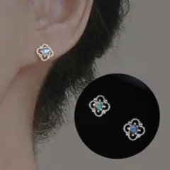 ピアス オパール オーロラ フラワー 小さめ ミニ シルバー 韓国 シンプル