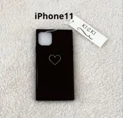 iPhone11 スマホケース 黒 ブラック ハート