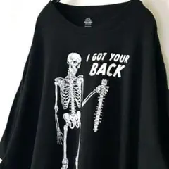 セレブレイト ガイコツ I GOT YOUR BACK Tシャツ3XL 黒 古着