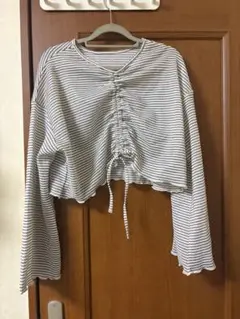 ストライプ クロップド丈 トップス