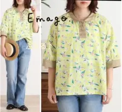 EMAGO 多色花総柄ブラウス イエロー フラワー 新品未使用タグ付き