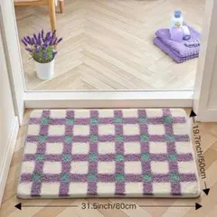 チェック柄屋外用ドアマット 80cm x 50cm