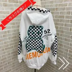 【可愛い♪】バックプリントスウェットパーカー レディース クマ ゆったり