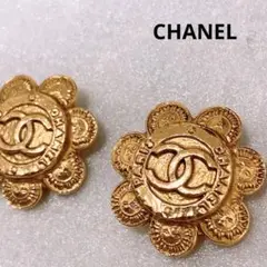極美品 CHANEL イヤリング ゴールド ココマーク フラワー 大ぶり
