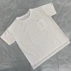 TOPVALU Tシャツ ポリエステル 白 クルーネック ポケット付き Sサイズ