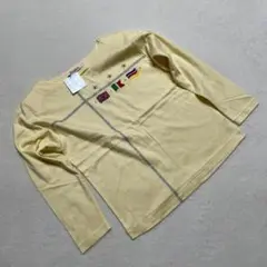 ⭐️新品トップス⭐️イエローTシャツ 国旗 刺繍 Mサイズ 身幅大きめ 裁縫