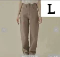 しまむら collin ウエストウェーブカラーデニムパンツ モカ