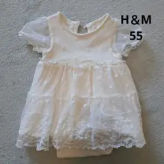 H＆M ボディスーツ付き刺繍メッシュワンピース 55
