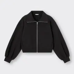 ジーユー GU スウェットフルジップブルゾン ブラック