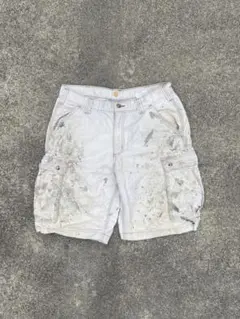 00s リアルペイントCarhartt ホワイトカーゴパンツ　ダメージ　34