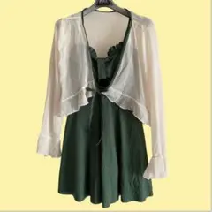 ★極美品！セパレート水着 セット グリーン 9号 M 大人可愛い 羽織付き