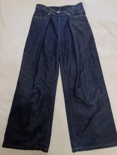 ジョンローレンスサリバン タックワイドデニムパンツ ツータック