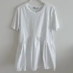 ZARA ペプラム フリル フレア Tシャツ S 白 ホワイト 半袖
