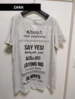 ZARA メッセージプリント Tシャツ M