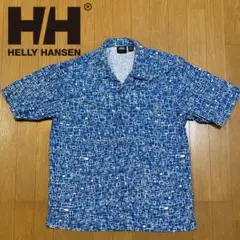 HELLY HANSEN（ヘリーハンセン）青 幾何学模様 半袖シャツ L