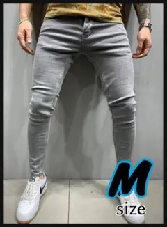 デニム　M グレー　スキニー　ボトムス　ストレッチ　パンツ