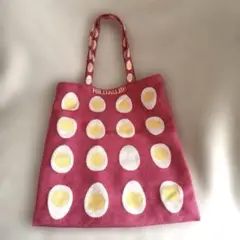 ヒルダヒルダ　レッド　卵模様 トートバッグ