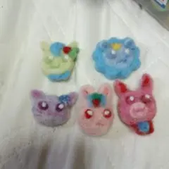 羊毛フェルトアニマルモチーフ4個セット【ハンドメイド作品】
