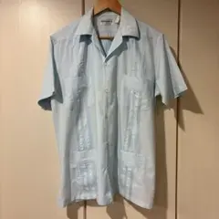 【キューバシャツ】 90s サックスブルー メキシカンシャツ MEXICO L