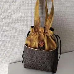 大島紬の巾着袋　メンズ　ハンドメイド