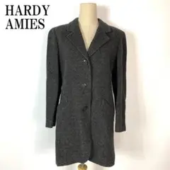 HARDY AMIES ハーディエイミスロングカシミアコート グレー B8029