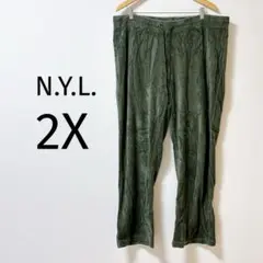8 N.Y.L. オリーブグリーン カジュアルパンツ 2X 古着 パンツ ズボン