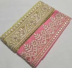 インド刺繍リボン　各約１m 　2本セット