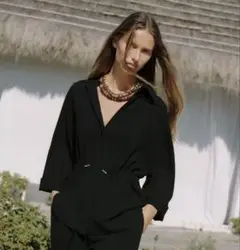 ザラ ZARA ギャザー入りキモノシャツ