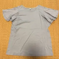ユニクロ　Tシャツ　フリル　水色　L 半袖Tシャツ