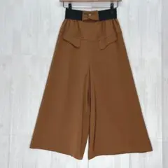 HARPERS BIGOT ガウチョパンツ　ウエストゴム　茶　9 / M