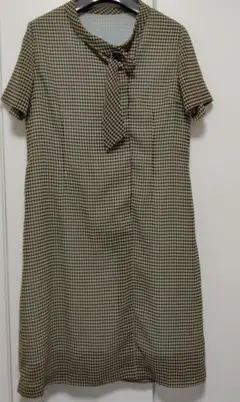 昭和レトロ★千鳥柄 半袖ひざ丈ワンピース　ハンドメイド