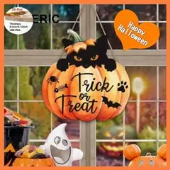 黒猫　かぼちゃ　ハロウィン 木製看板301 壁掛け 飾り インテリア