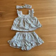 花柄フリル付きベビー服セット