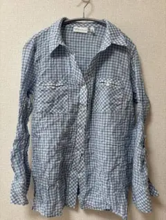 RAFAELLA 【Mサイズ】 青 白 チェックシャツ　シンプル　爽やか　美品✨