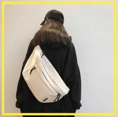 ホワイト ボディバッグ スリングバッグ ショルダーバック キャンバス 男女兼用