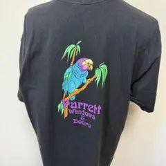 ヘインズ オウムプリント 企業ロゴTシャツ 黒 2XL USA j-142