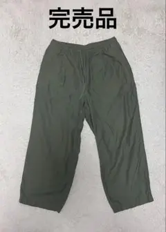 ★美品★GU リネンブレンドイージーアンクルパンツ　M カーキー