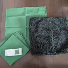 IKEA　GURLI グリーン クッションカバー 50x50 cm2枚　ボア１枚